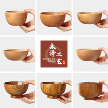 Tableware New Wooden Bowl Set Japanese Retro Beech Solid Jujube Bowl Household Kitchen Solid Wood Logo