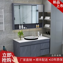  Solid wood bathroom cabinet combination Nordic bathroom sink face wash basin Simple wall-mounted small apartment bath cabinet