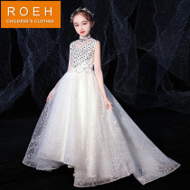 roeh children princess dress girl piano performance costume bubble yarn host girl walk show evening dress