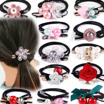 Head rope Korean adult head accessories tie hair rubber band Black floral headdress hair accessories Hairband hair rope schoolgirl set