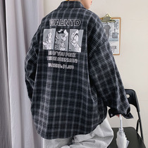 Long Sleeve Jacket Man Casual Retro Plaid Shirt Trend 100 hitman Yuppie Handsome Shirt Printed Spring Clothes