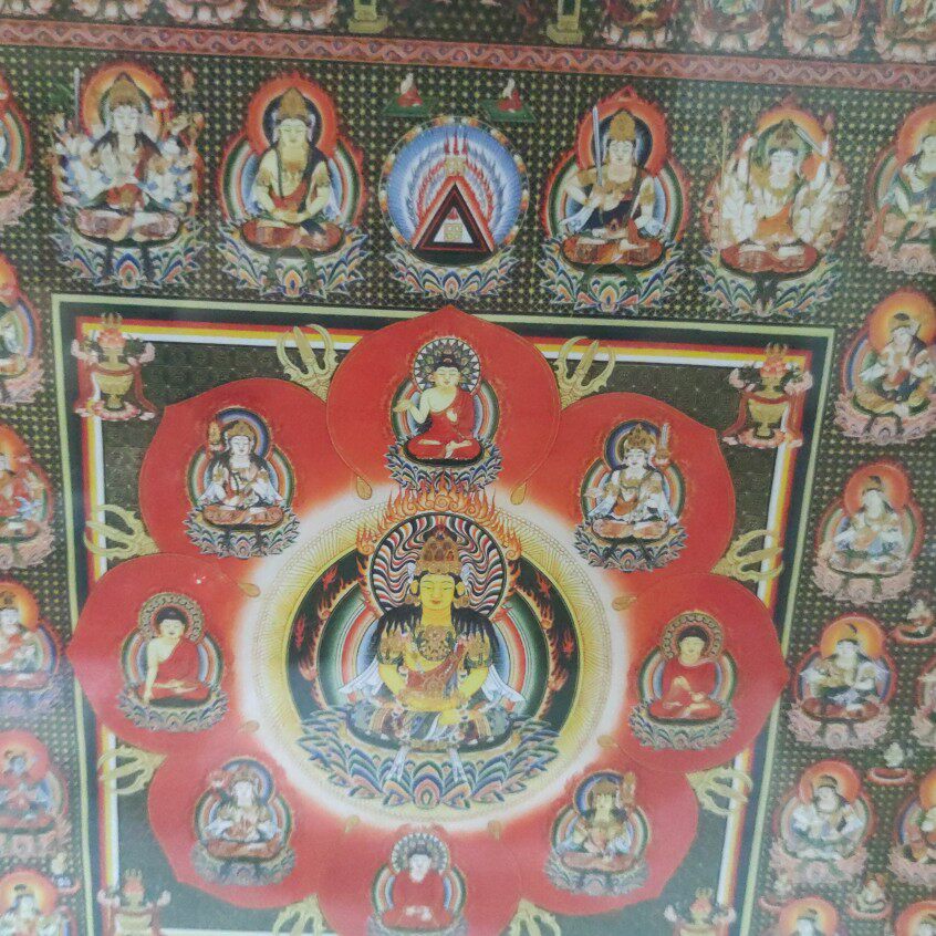 真言宗唐密金刚界胎藏界挂面2幅有框绢布高清50*50cm挂画可订60cm
