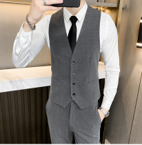 Spring and autumn mens vest suit slim Korean suit three-piece set groom wedding dress best man clothing Best Man Group