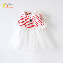 0-1-4 years old baby girl summer dress little girl child short sleeve jumpsuit princess dress foreign baby mesh dress thin 3