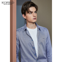 SCOFIELD winter business fashion casual simple solid color long sleeve shirt LAPEL menS shirt