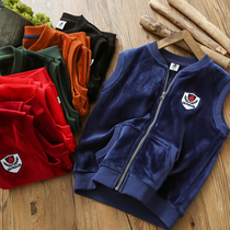 Boys velvet vest autumn and winter new childrens gold velvet horse clip baby vest boys warm waistcoat
