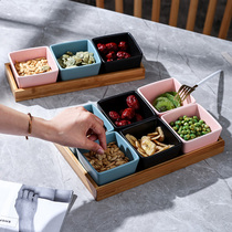 Nordic ceramic dried fruit plate modern living room coffee table split snack plate household candy snack plate seasoning dish