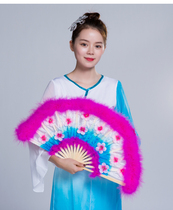  Dance fan Double-sided dance fan Square childrens bamboo bone adult peony fan Twist yang fan Song prop fan