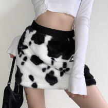 H home autumn and winter New fashionable soft milk wool wool skirt womens retro high waist temperament Joker skirt