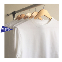 (Basic model) Spring heavy 270g cotton thick white base loose round neck long sleeve T-shirt men