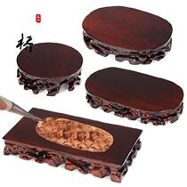Root carving round solid wood base Crafts simple wooden text play stone flower plate bottom basin Ceramic cylinder chassis Buddha statue