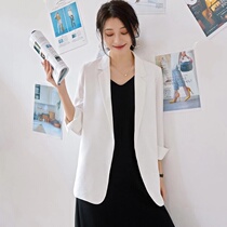 Chiffon blazer jacket female English style spring and autumn thin model 2021 New loose casual white temperament small suit tide