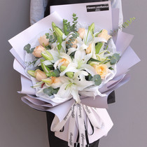Champagne Rose Bouquet Changsha City Hibiscus Heavens foothills Kaifu Rain flower area Tongcheng Fresh flower shop Express to the door