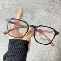Ultra light polygonal black frame anti-Blue anti-radiation myopia glasses male retro flat light eye protection frame Korean version of Chao girl