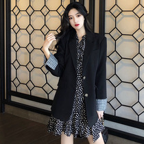 Large size womens 2021 Spring and Autumn new fat mm blazer with floral dress slimming two-piece dress