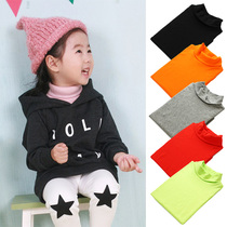 Rainbow bus candy boys and girls dressed in pure black high-collar sleeve T-shirt dance blouse 3351