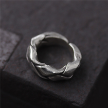 Yinqi original pure silver jewelry Thailand handmade retro woven personalized food ring S925 tail ring male