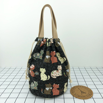 Portable canvas with Rice Bag tote bag stewed pot bag Japanese lunch bag round lunch box bag hand Cup bag