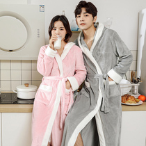 Nightgown women winter thickened extended coral fleece warm soft and comfortable flannel couple plus size home wear hood