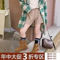 (Mid-year clearance is not refundable) Girls leather shorts large childrens boots leather pants autumn and winter childrens fashion shorts