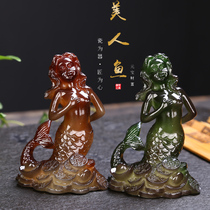 Color changing tea spotting piece setting boutique can raise creative Yuan Baomei mermaid tea table tea tray tea set accessories Accessories Ornament tea Play