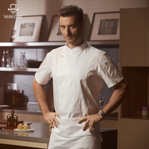 Chef overalls men black high-end Western restaurant drinks hotel kitchen breathable mesh chef overalls long sleeves