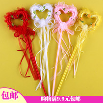 13g Childrens Festival Kindergarten Angel Wings Wedding Flowers Children Performance Magic Wand Peach Hearts Cane Loving Fairy Stick