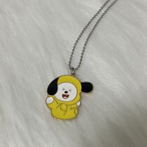 Soul Best Friend Yellow Puppy Cute Cartoon Pendant Lock Bone Chain Necklace