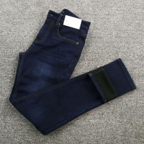 Foreign trade mens cut tail goods autumn and winter plus velvet padded jeans straight tube wear-resistant comfortable casual trousers CC06