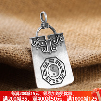 Innate Gossip Pendant Pure Silver Men Pendant GLUTTONOUS Gluttonous Men Silver Medal Retro Daoist National Wind Personality Silver Accessories