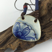 Pacessilana pure handmade ceramic National Wind gold silk Lotus pendant blue and white