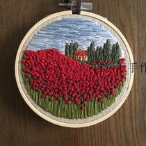 Natural style handmade hot sale in the distance DIY European embroidery landscape material contains 18CM diameter embroidery tension