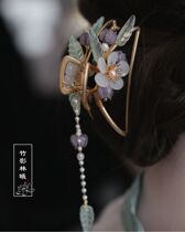 Pane head grab clip ancient wind tassel purple Lily of the Valley hair catch hairclip girl hair accessories female summer fairy hair song system
