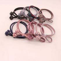 Chinese knot leather band two-color bow rope Hairband literary female Joker rubber band Chinese knot high elastic tie head