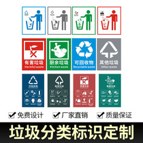 Trash can logo paste new dry and wet garbage classification logo paste classification label recyclable non-recyclable garbage logo paste harmful garbage perishable garbage logo paste kitchen waste bin sticker