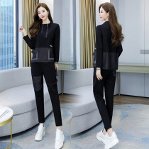 2021 spring new ocean gas minus age suit womens slimmer sports casual sweatshirt small leggings two-piece set