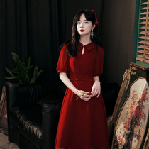 Toast bride summer red cheongsam dress engagement skirt small man Chinese dress usually wear