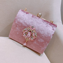 Bag Women 2020 new velvet vintage small square bag celebrities shoulder Diamond portable shoulder bag temperament chain bag