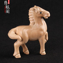Peach wood horse ornaments wood carving primary colors twelve Zodiac horses car ornaments mascots no paint no stitching