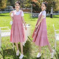 Pregnant Women summer dress 2021 New out fashion models late pregnancy loose long skirt summer two-piece
