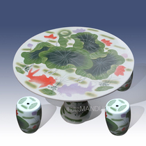 Jingdezhen Ceramic Cold Table Villa Courtyard Adornment Garden Outdoor Balcony Chinese Porcelain Table Lotus