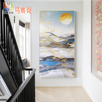 Mosaic tile artistic conception landscape new Chinese style entrance decorative painting Corridor aisle hanging painting atmospheric mural single piece