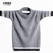 2020 new childrens clothing autumn and winter boys big childrens sweater thickened knitwear foreign style Korean version round neck jacket wool