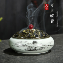 Raibing celadon incense burner alloy mosquito stove home large ceramic cover pan incense burner incense for incense