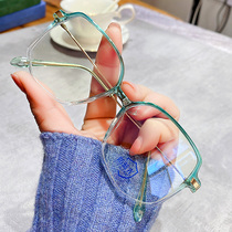 Anti-blue light plain glasses frame ins Wind high myopia female degree can be equipped with students big frame retro glasses frame