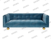 American Fabric Double Triple Sofa French Soft Fashion Personality Metal Feet Cafe Sales Building