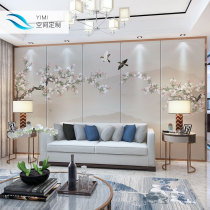New Chinese flower and bird hard bag background wall living room embroidery TV background wall hard bag bedroom bedside soft bag background wall