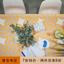 Draft CIAOGAO Independent Design Nordic ins Homestay TV Cabinet Cover Cloth Tea Table Grid Yellow Tablecloth Cover Cloth