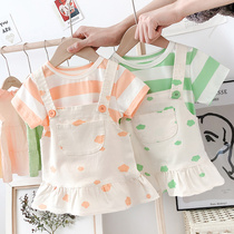Baby girl two-piece skirt 2 summer dress 0-1 year old 3 strap skirt short sleeve T-shirt 2021 new foreign style baby set