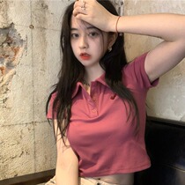 Vanya Short Sleeve T-Shirt Summer New Breakfast Sexy High Low Sweet Spicy Sister Polo Collage Short Dew Cord Coat